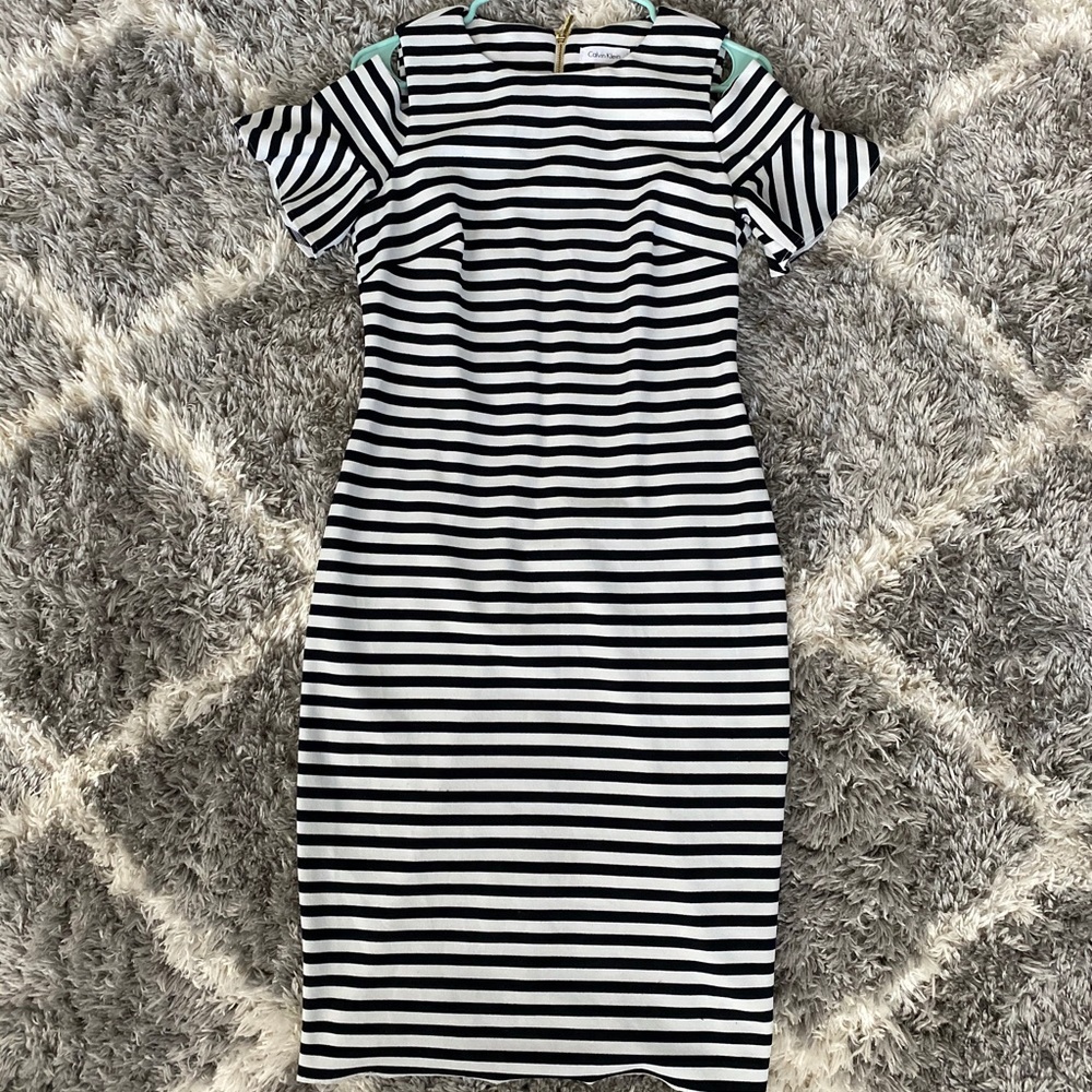 Calvin Klein navy blue & white stripped dress!